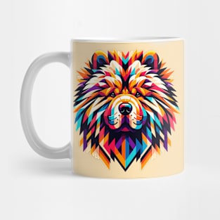 Vibrant Geometric Chow Chow: Artistic Canine Design Mug